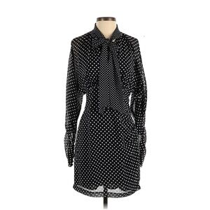 Joie Black & White Etha Polka Dot Tie Neck Short Dress - Size 8